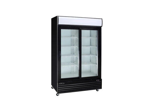 Kool-It KSM-42 - 52" Wide - 2 Slide Door Black Merchandiser Refrigerator