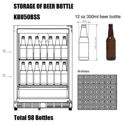 KingsBottle 48 Inch Glass Door Side By Side Wine And Beverage Cooler Combo