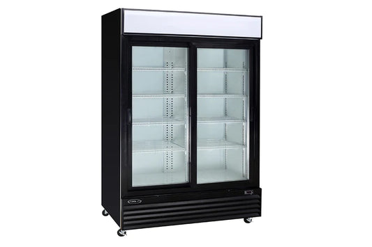 Kool-It KSM-50 - 52" Wide - 2 Slide Door Black Merchandiser Refrigerator