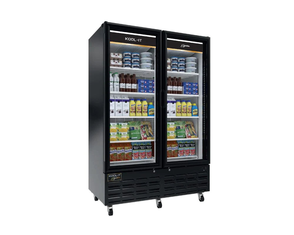 Kool-It LX-46RB - 54" Wide - 2 Swing Door Black Merchandiser Refrigerator