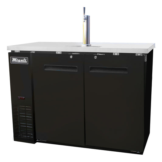 Migali C-DD48-2-HC 48 3/4" Kegerator Beer Dispenser w/ 2 Keg Capacity - 1 Column, Black, 115v