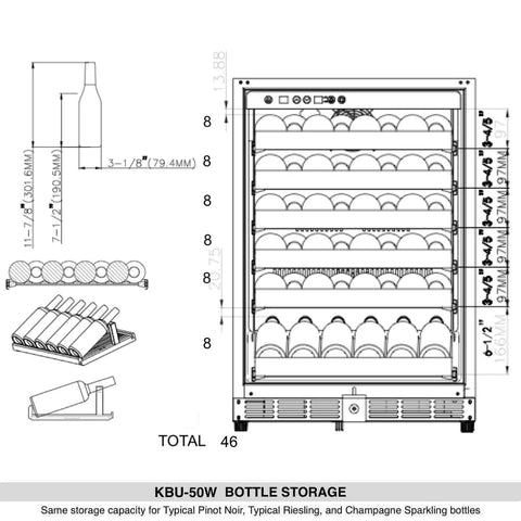 KingsBottle 48 Inch Glass Door Side By Side Wine And Beverage Cooler Combo